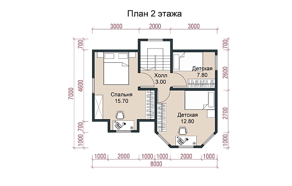Деревянный дом из бруса 7х8. фото
